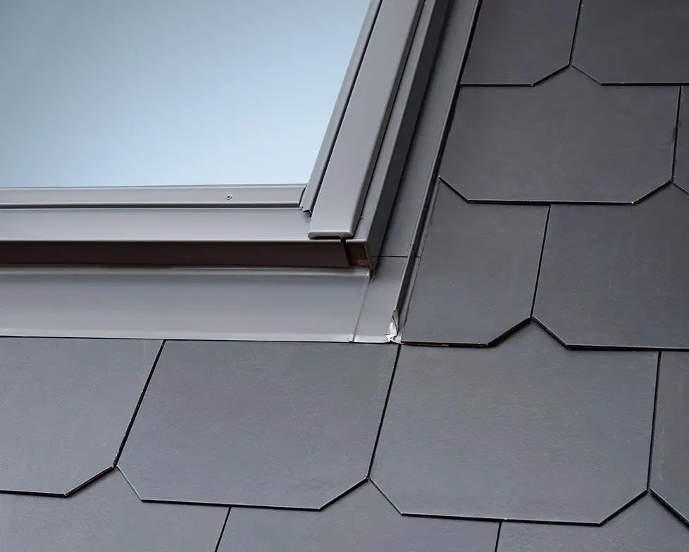VELUX Einzel-Eindeckrahmen wärmegedämmt EDS CK02 2000 Schiefer Stehfalz Alu + BDX-EDSCK022000